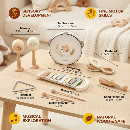 Montessori Wooden Musical Instruments Set for Babies – Sensory Learning Toy