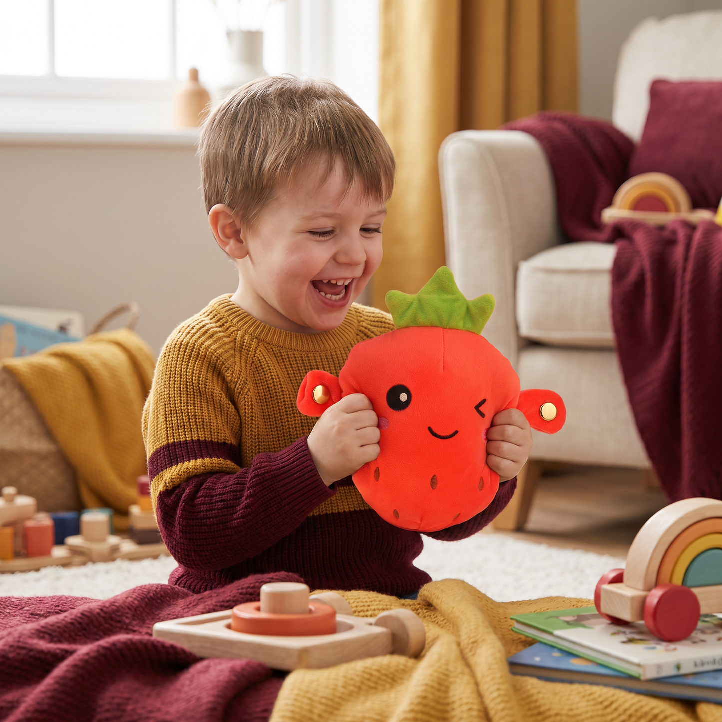 Interactive Fruit Plush Toy for Kids – Sensory Rhythm & Music Toy