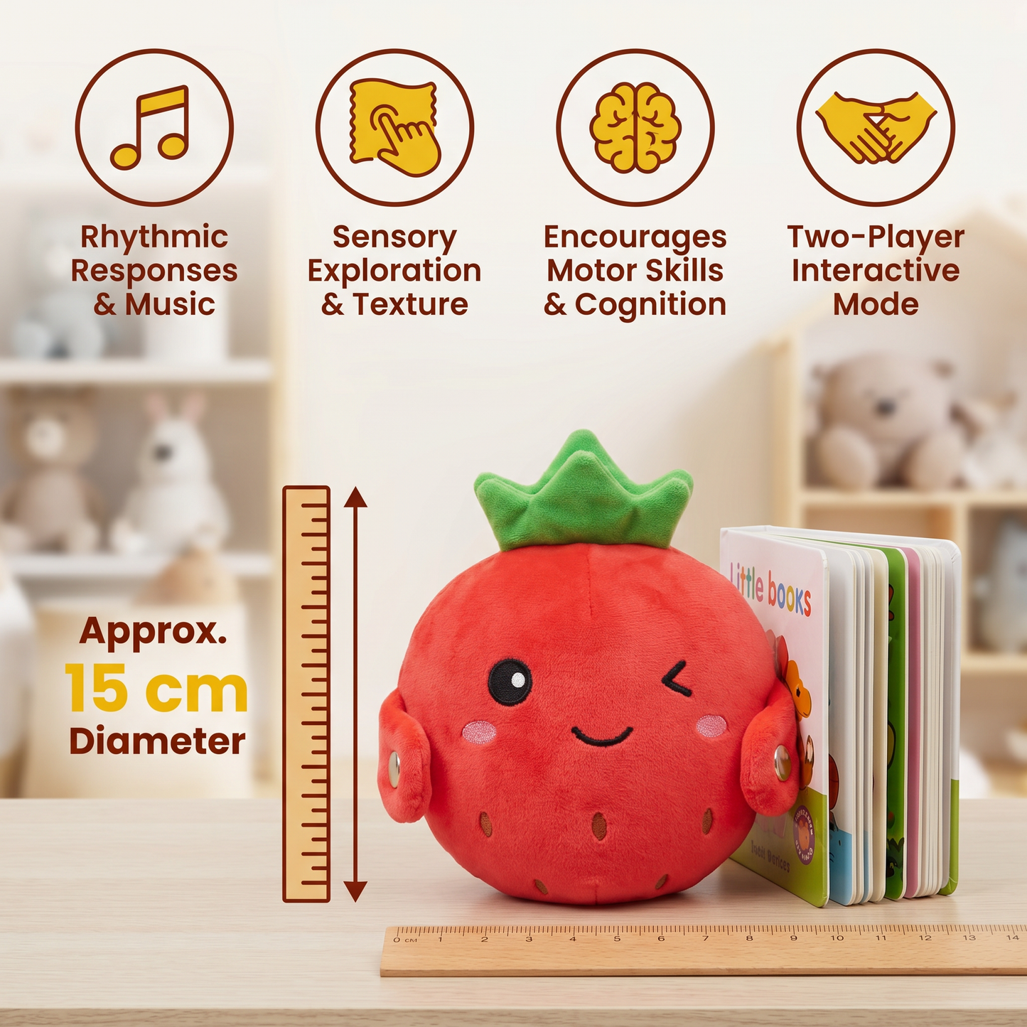 Interactive Fruit Plush Toy for Kids – Sensory Rhythm & Music Toy