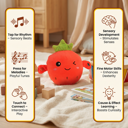 Interactive Fruit Plush Toy for Kids – Sensory Rhythm & Music Toy