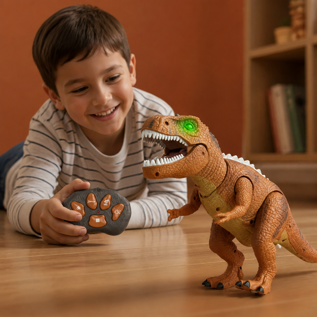 Remote Control Walking T-Rex – RC Dinosaur with Spray Mist, Lights & Sound