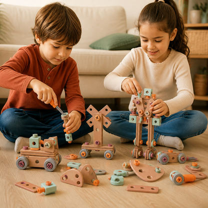 144-Piece Kids Tool Set with Drill & Toolbox – STEM Montessori Construction Kit