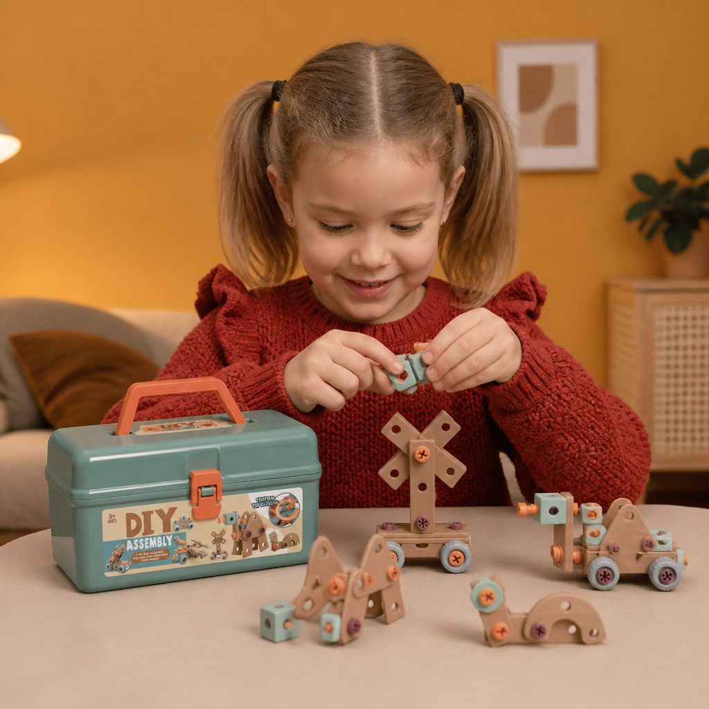 144-Piece Kids Tool Set with Drill & Toolbox – STEM Montessori Construction Kit