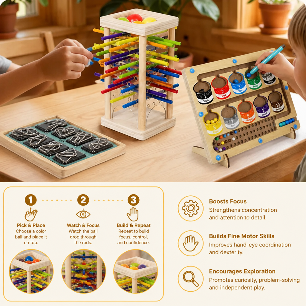 3-Piece Montessori Play and Development Puzzle Set for Children