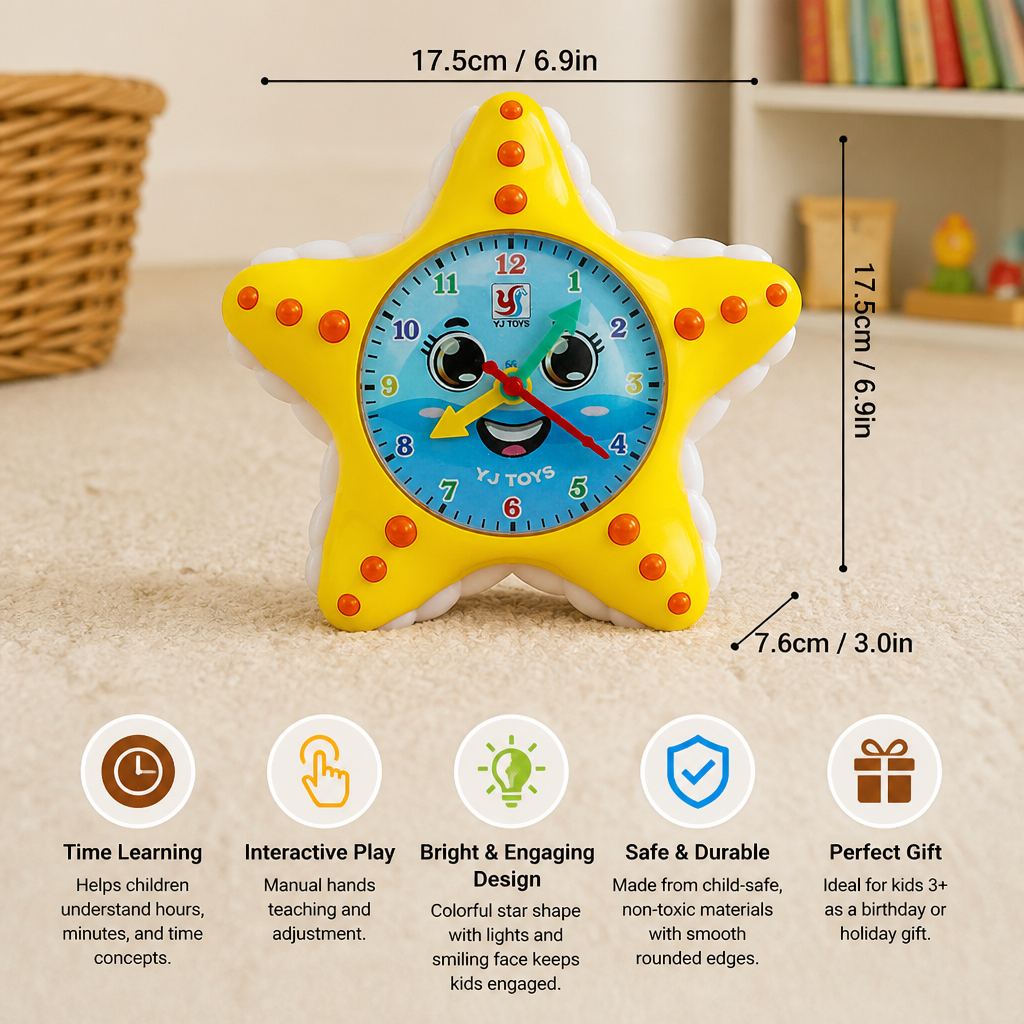 Starfish Clock Learning Toy – Interactive Time Teaching Toy for Kids