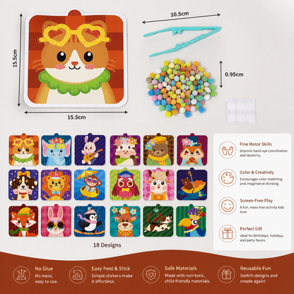 Fuzzy Pom Pom Animal Craft & Painting Kit