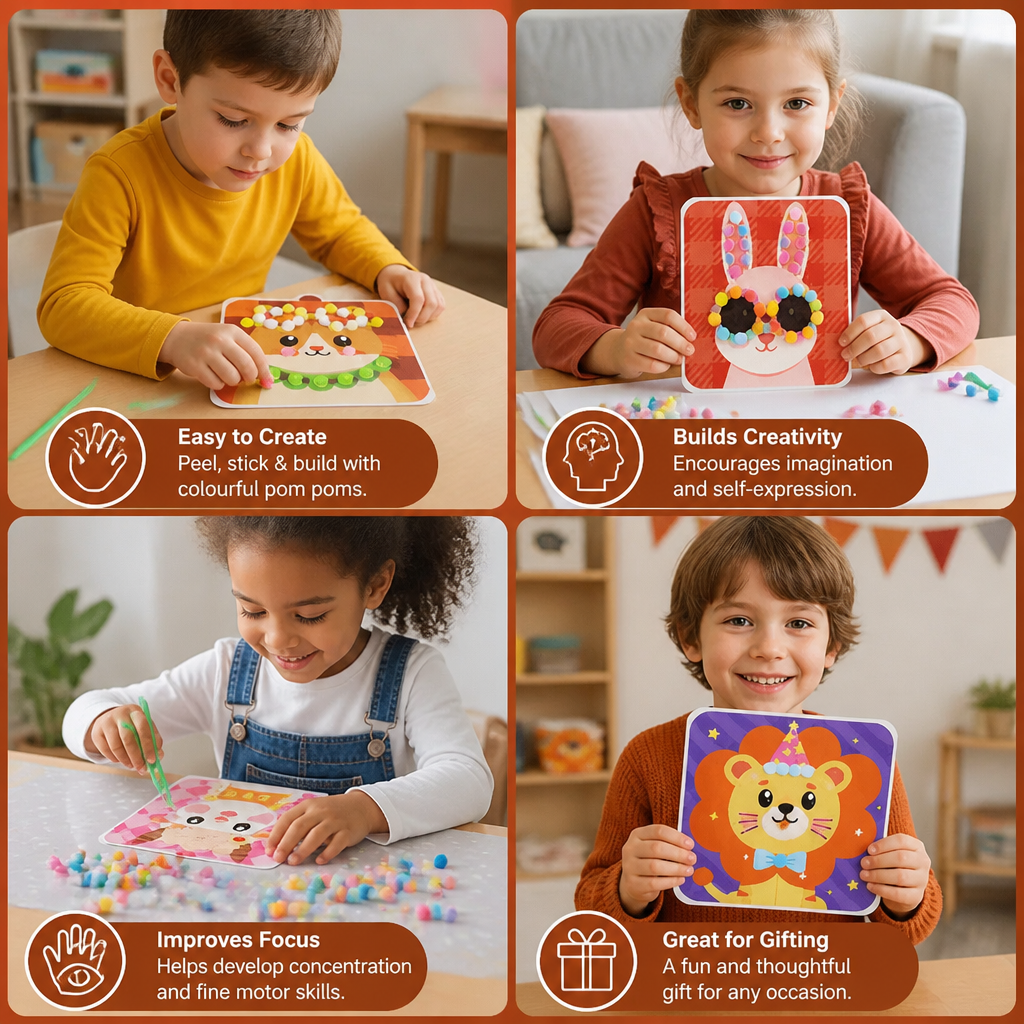Fuzzy Pom Pom Animal Craft & Painting Kit
