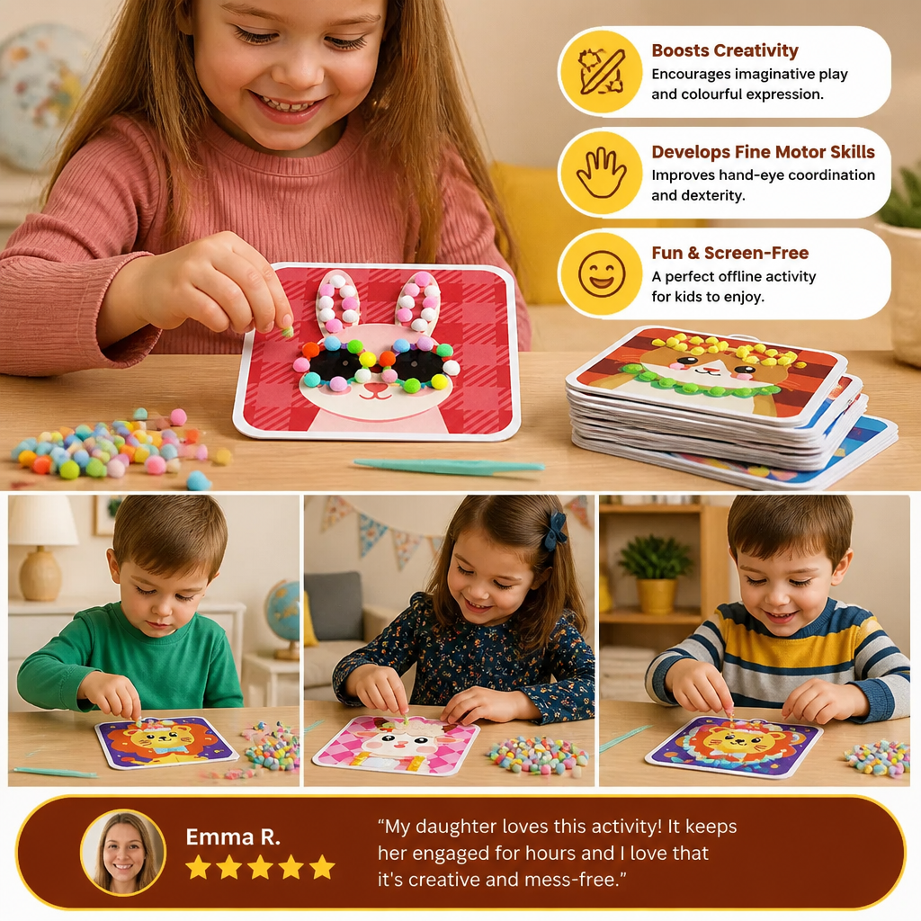 Fuzzy Pom Pom Animal Craft & Painting Kit