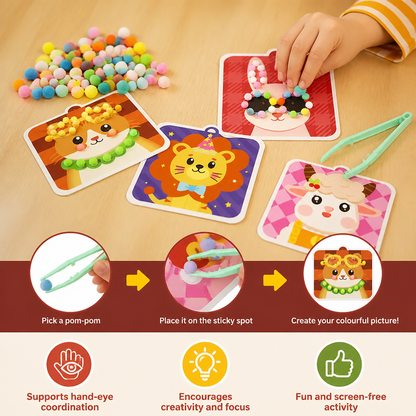 Fuzzy Pom Pom Animal Craft & Painting Kit