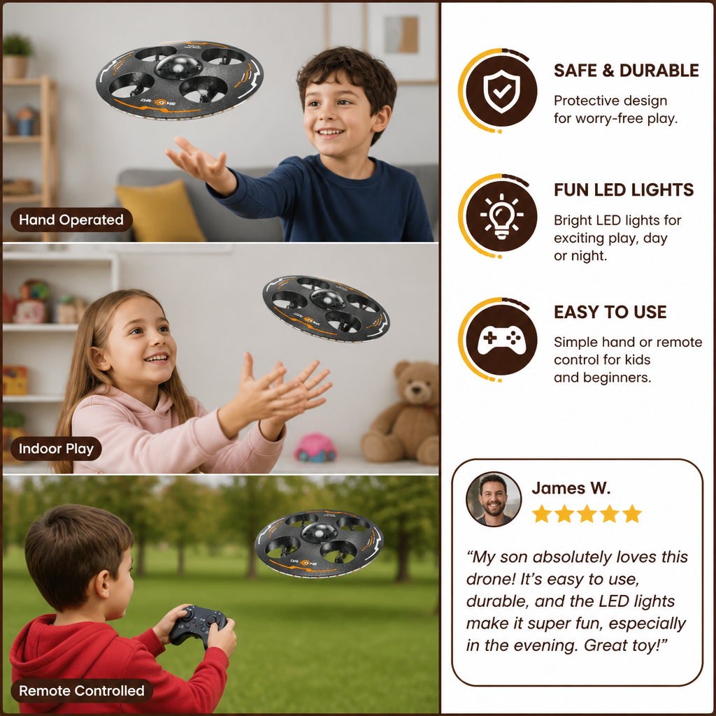 Remote Control LED Flying Saucer Drone