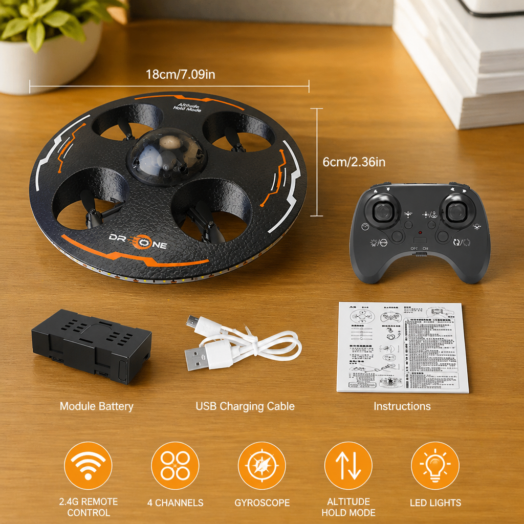 Remote Control LED Flying Saucer Drone