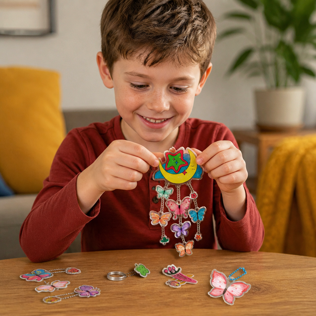 DIY Shrink Art Keychain & Charm Making Kit for Kids