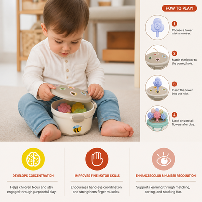 Montessori Flower Pot Color & Number Matching Learning Game