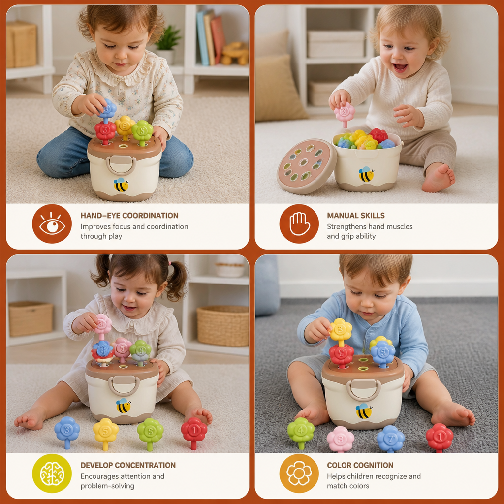 Montessori Flower Pot Color & Number Matching Learning Game