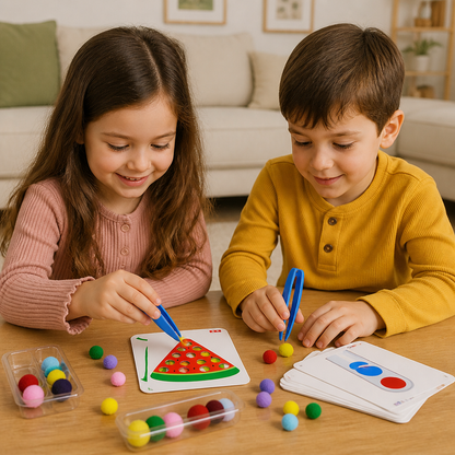 Montessori Pom-Pom Color & Numbers Learning Game for Fine Motor Skills