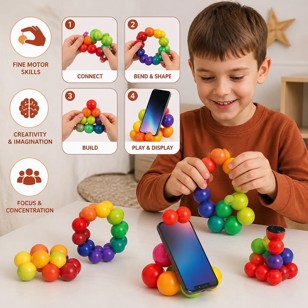 Colorful 3D Ball Building Set – Creative Construction & Fine Motor Skills Learning Toy for Kids