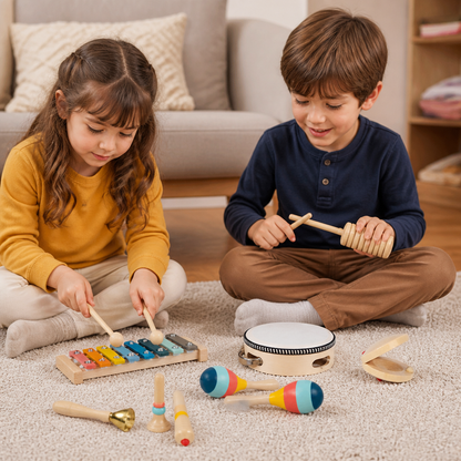 Wooden Musical Instrument Set – Montessori Percussion & Rhythm Learning Toys for Kids