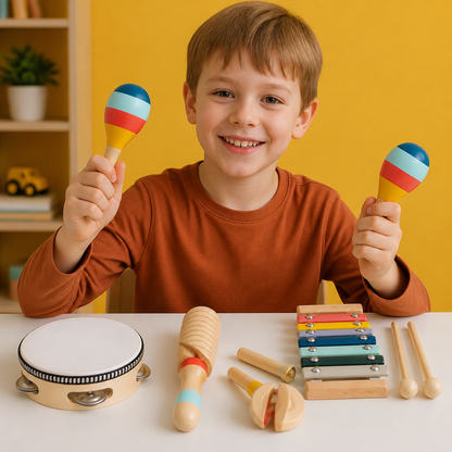 Wooden Musical Instrument Set – Montessori Percussion & Rhythm Learning Toys for Kids