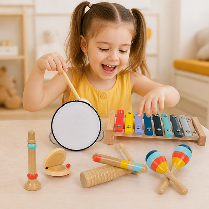 Wooden Musical Instrument Set – Montessori Percussion & Rhythm Learning Toys for Kids