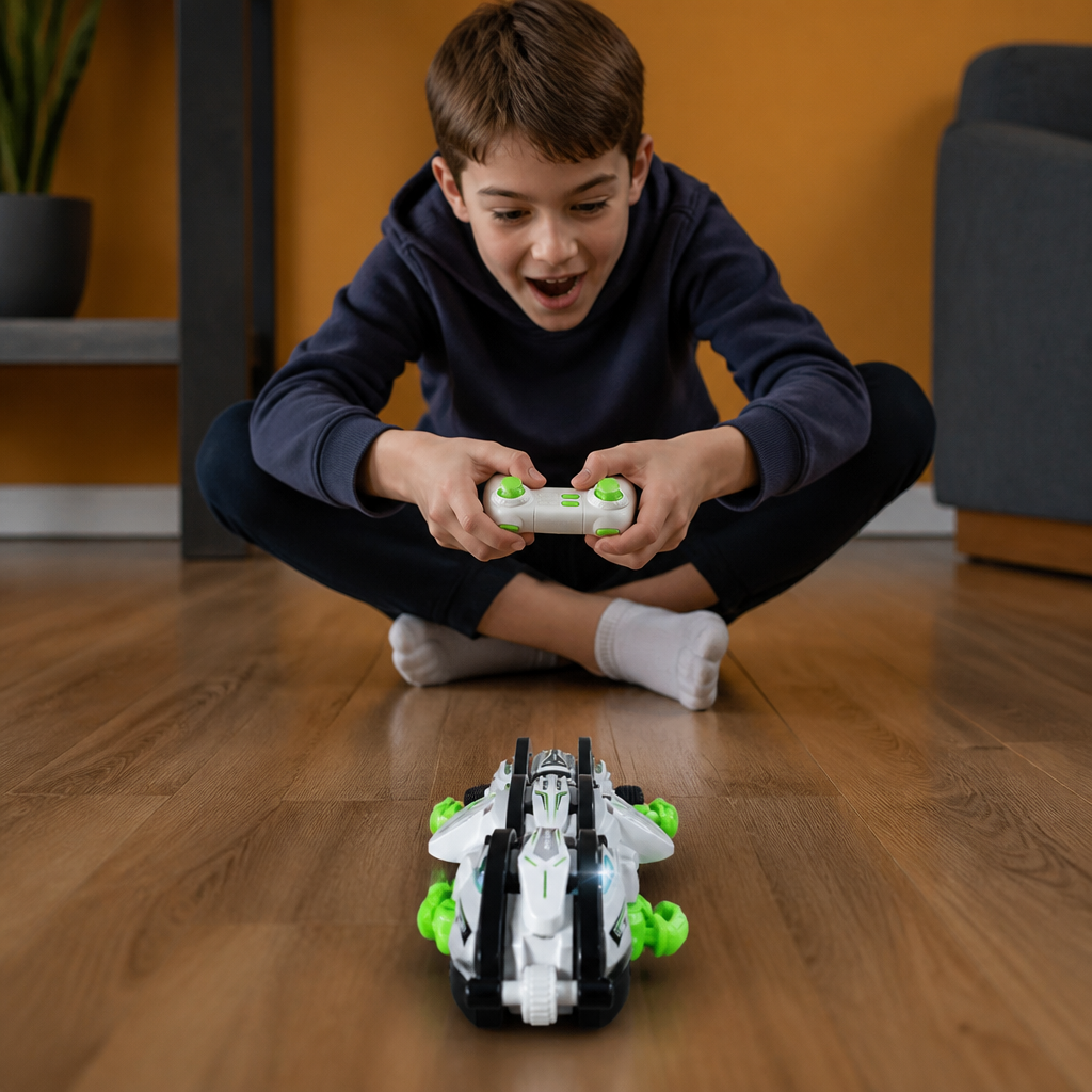2-in-1 Remote Control Transforming Stunt Car with 360° Rotation & LED Lights