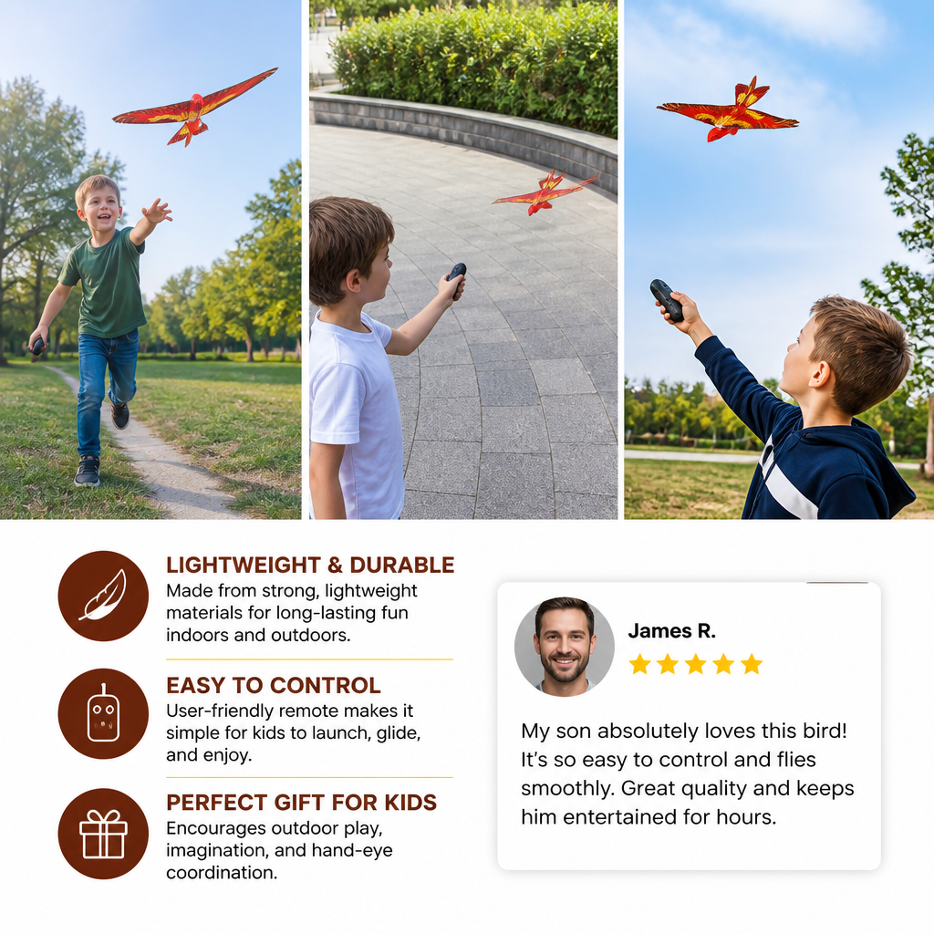 Remote Control Flapping-Wing Flying Bird Toy for Kids