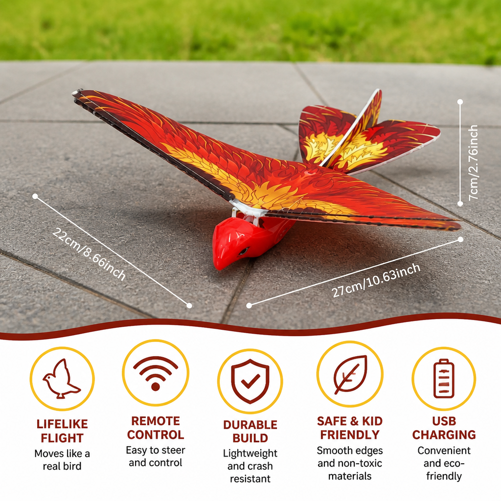 Remote Control Flapping-Wing Flying Bird Toy for Kids