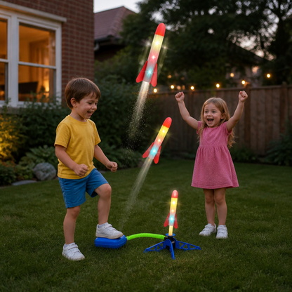 Safe & Soft Kids Rocket Launcher- Lightning Air-Powered Indoor Fun