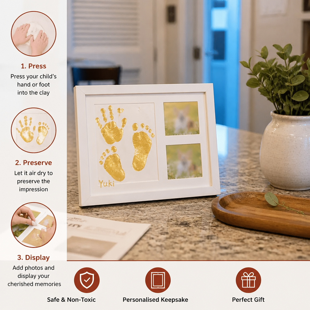 DIY Kids Handprint Keepsake Frame Kit – Hand Impression & Photo Display