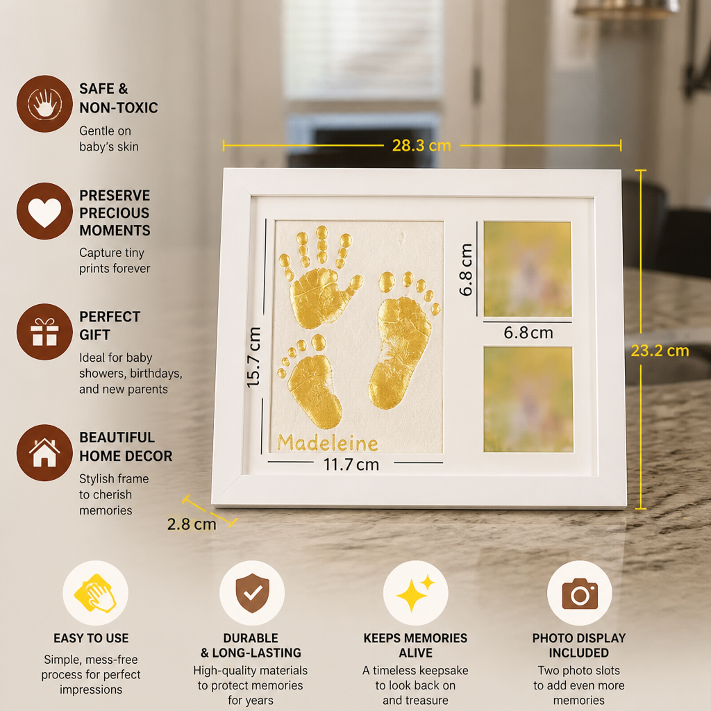 DIY Kids Handprint Keepsake Frame Kit – Hand Impression & Photo Display