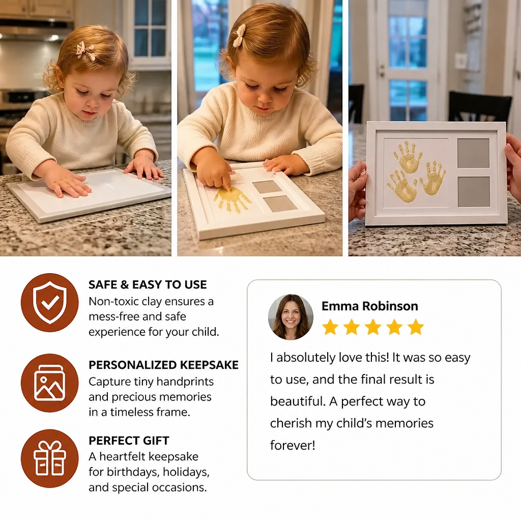 DIY Kids Handprint Keepsake Frame Kit – Hand Impression & Photo Display