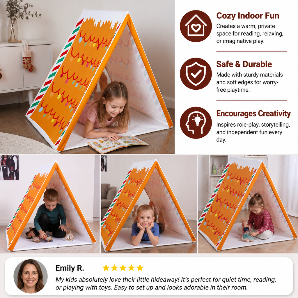 Christmas Gingerbread House Play Tent for Kids