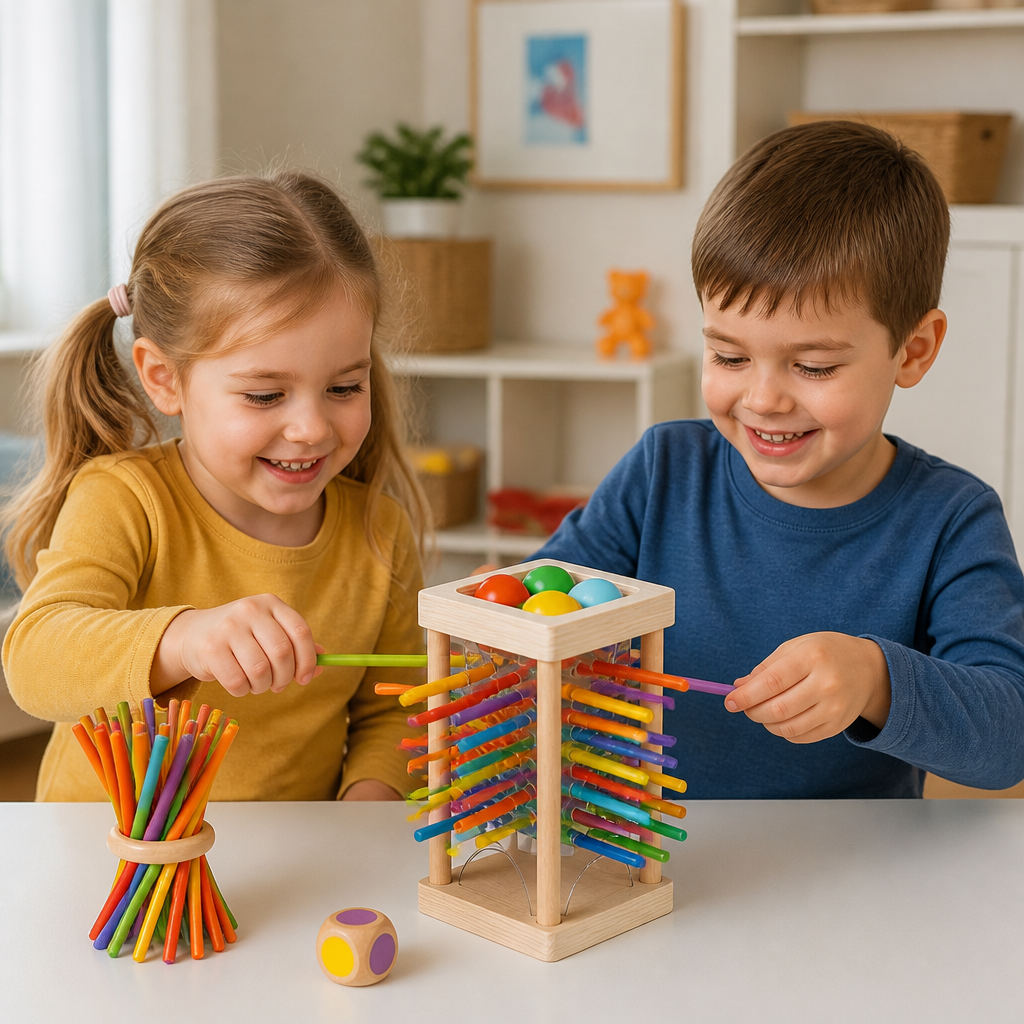 Educational 3-in-1 Wooden Ball and Stick Dexterity Game
