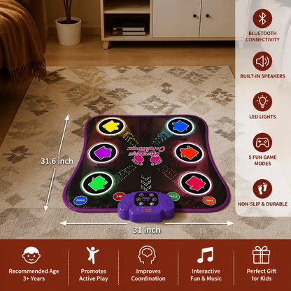 Kids’ Light-Up Bluetooth Dance Mat with 5 Game Modes