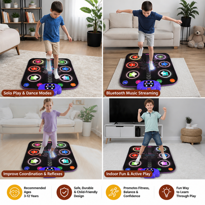 Kids’ Light-Up Bluetooth Dance Mat with 5 Game Modes