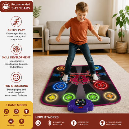 Kids’ Light-Up Bluetooth Dance Mat with 5 Game Modes