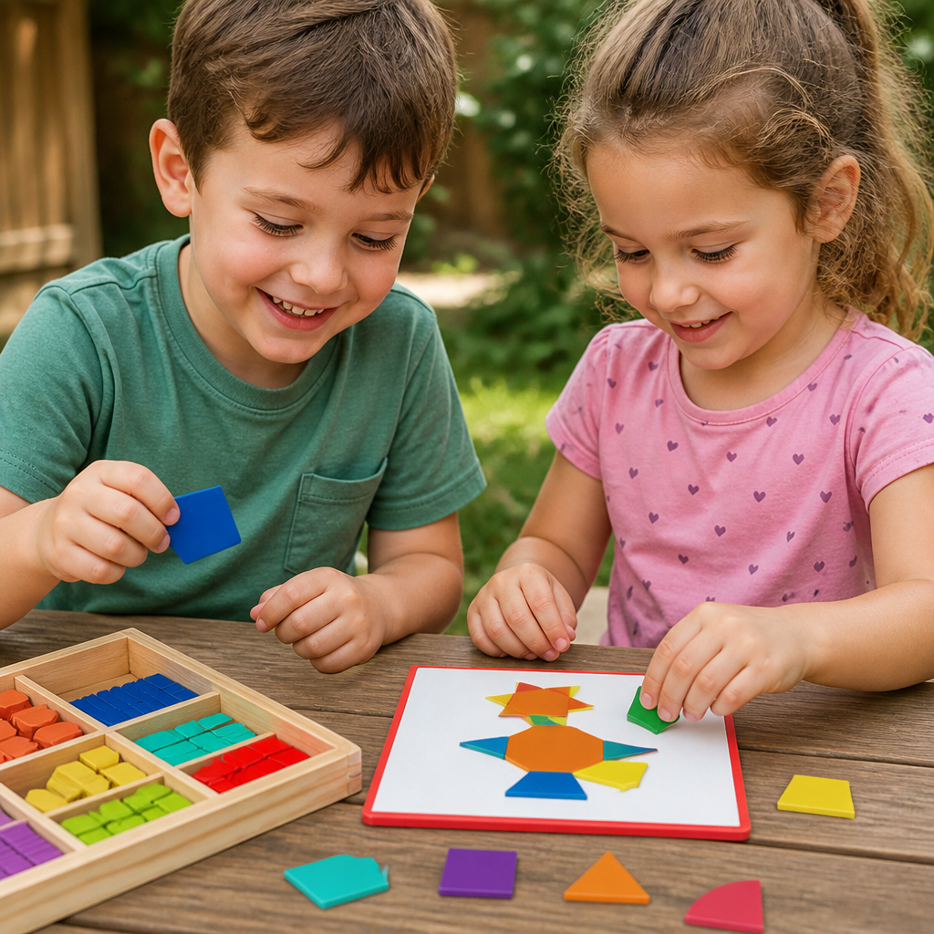 Wooden Magnetic Geometric Shape Puzzle for Kids