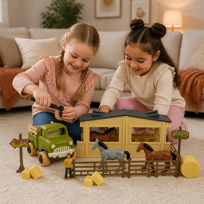DIY Take-Apart Farm Truck & Horse Stable Play Set for Kids