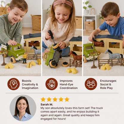DIY Take-Apart Farm Truck & Horse Stable Play Set for Kids