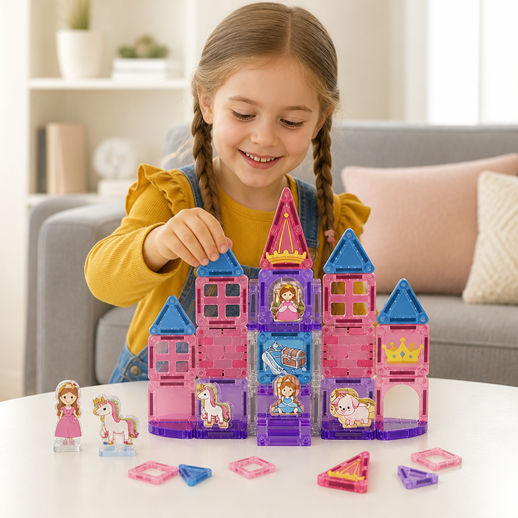 Princess Castle Travel Play Set with Compact Metal Storage Box