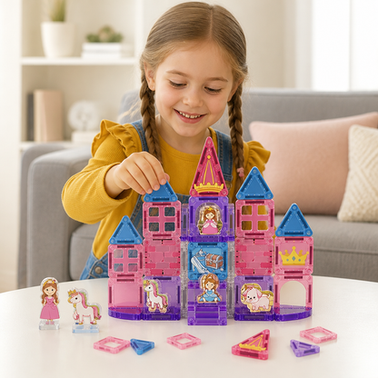 Princess Castle Travel Play Set with Compact Metal Storage Box