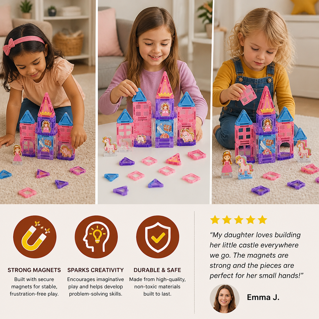 Princess Castle Travel Play Set with Compact Metal Storage Box