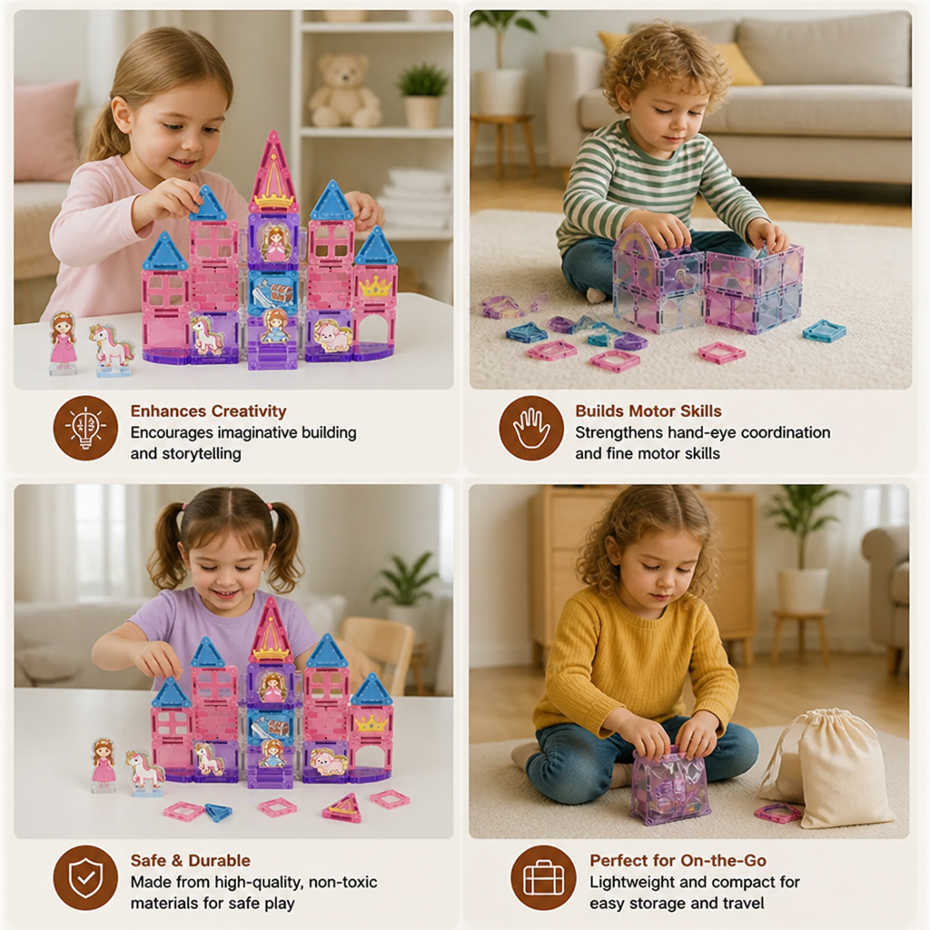 Princess Castle Travel Play Set with Compact Metal Storage Box