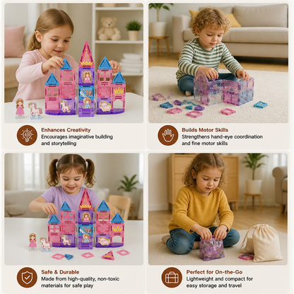 Princess Castle Travel Play Set with Compact Metal Storage Box