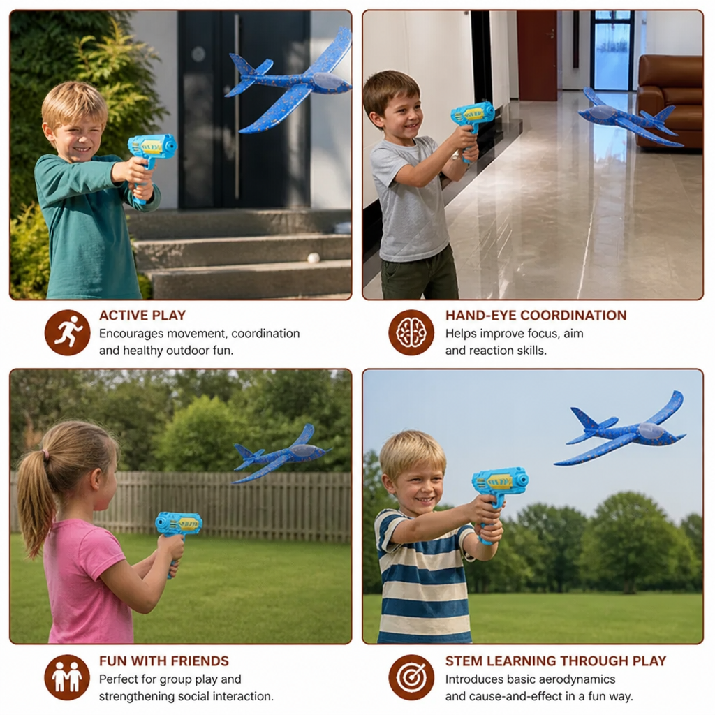 Foam Glider Airplane Launcher Set