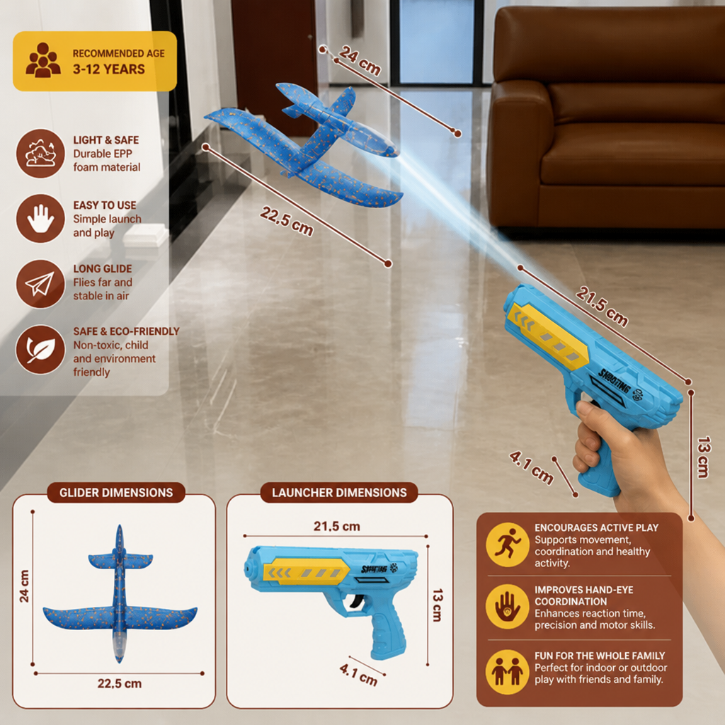 Foam Glider Airplane Launcher Set