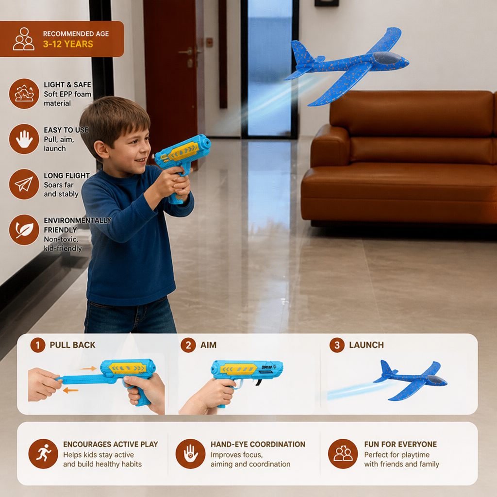 Foam Glider Airplane Launcher Set