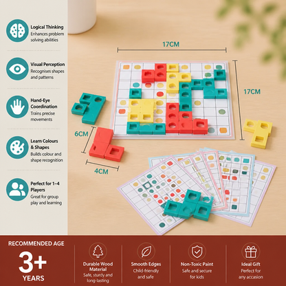 Montessori Wooden Shape Matching Puzzle – Color & Logic Brain Training Game