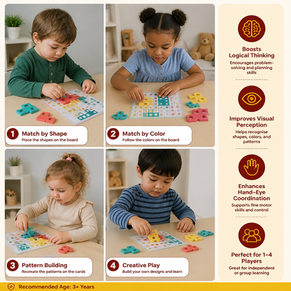 Montessori Wooden Shape Matching Puzzle – Color & Logic Brain Training Game
