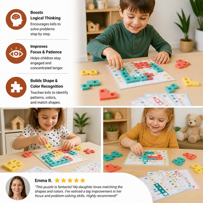 Montessori Wooden Shape Matching Puzzle – Color & Logic Brain Training Game