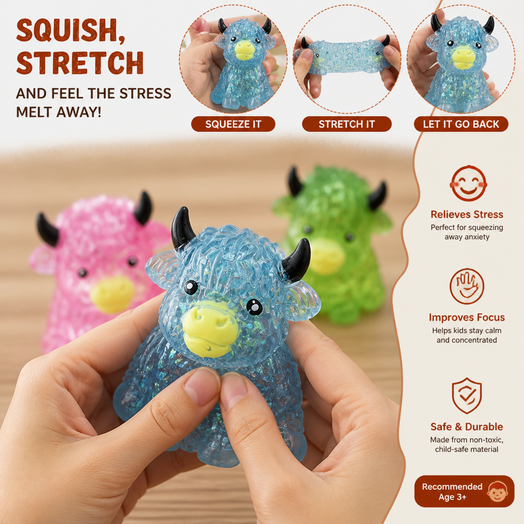 Mini Highland Cow Squishy Stress Relief Toy